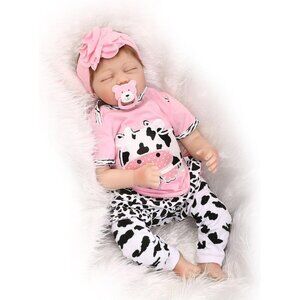 🆕22 inches Cotton body With vinyl limbs Lifelike Realistic Baby Doll Girl